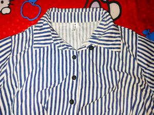 Striped Button-Up Korean Top
