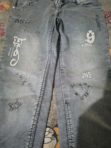 Gray Graphic Jeans