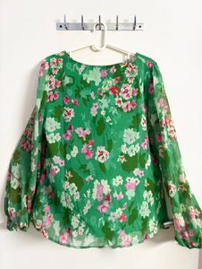 Plus Size Green Floral Wrap Top | 3XL