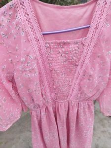 Pink Floral Print Dress(Unused)