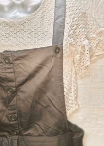 New Fresh Piece Grey Combo Jumpsuit Skirt Dress