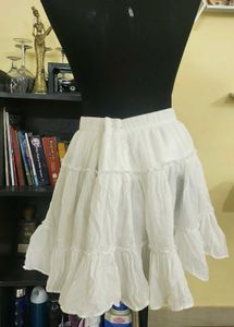 White Ruffled Mini Skirt