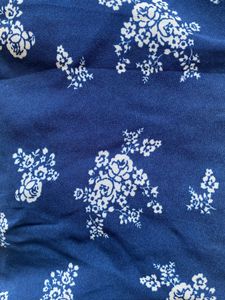 Navy Blue Flower Printed Mini Flare Dress