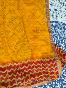 Bandhani And Lehariya Printed Saree