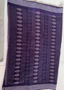 Wine-Purple Cotton Linen Saree