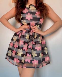 Floral Printed Cute Sleeveless Mini Dress