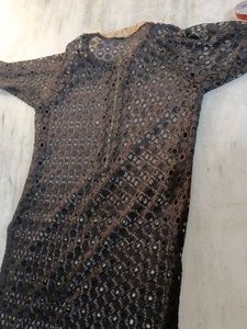 Black Net Fabric Coller Kurti With Inner