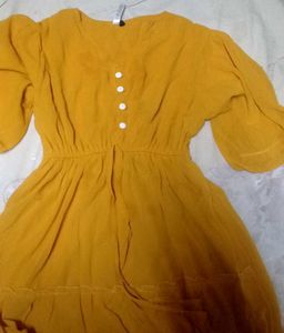 Mustard Dress with Buttons
