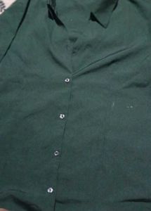 Women Half Sleeve Dark Green Shirt