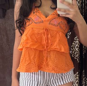 Orange Halter Top