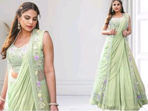 🆕️🆕️Faux Georgette Lehenga Saree With Blouse And