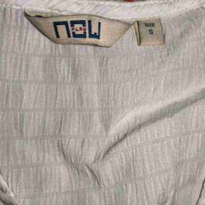 Vintage White Textured Button-Up Top