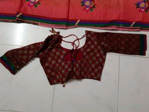 super net saree with stiched blouse