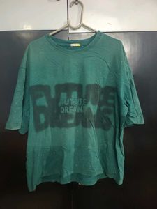Bewakoof Sea Green Tye and Dye Oversized T-shirt