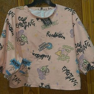 Trendy Graphic Print Oversized Tee
