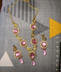 Pink Stone Jewelry Set