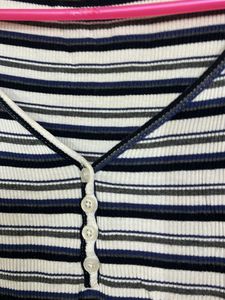 Striped Button-Up Tee