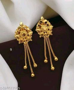 Golden Floral Dangle Earrings