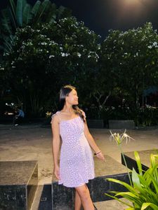 Lavender And White Sleeveless Jumpsuit