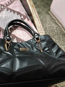 Black Quilted Tote Bag