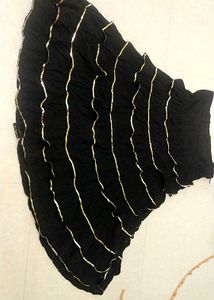 Black & Gold Tiered Midi Skirt