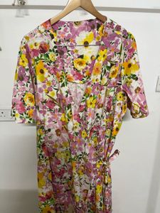 Multi Floral Wrap Cotton Dress (PLUS SIZE)