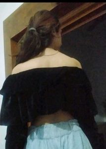 Black Off-the-Shoulder Ruffle Top