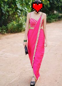 Swtantra Pink Brocade Spaghetti Strap Blouse