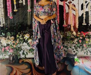 Crop Top Plazo Pant And Jacket