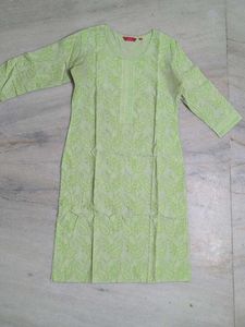 Cotton Green Self Print Kurta