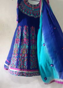 Elegant Blue Anarkali Suit With Dupatta