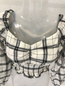 Plaid Long Sleeve Crop Top