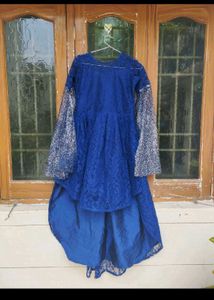 Elegant Blue Lace Ethnic Gown✨