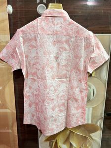 Mens Pink And White Half Sleeves Shirt