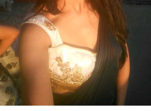 Elegant White &amp; Gold Embroidered Blouse