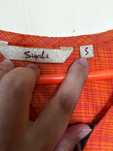 Orange Embroidered Kurta - Size: S