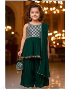 Adorable Green Girls' Kurta Set