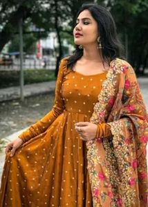 Orange Anarkali Suit with Dupatta
