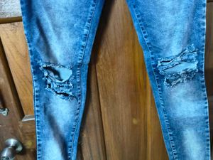 Ripped Blue Denim Jeans