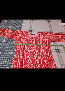 Red &amp; White Ethnic Print Dress