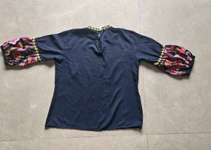 Floral Embroidered Sleeve Top