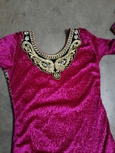 Velvet Patch Work Kurta With Pajami