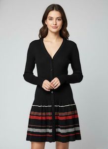 Chic Black Knit Cardigan Dress