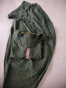 Green Embroidered Kurta Set