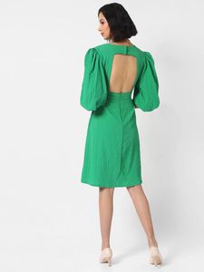 Pintrest Green Puff Sleeve Dress
