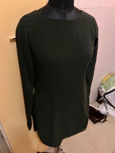 Elegant Olive Green Long Sleeve Top