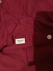 American Eagle Burgundy Button-Down Shirt
