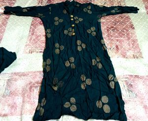 Dark Green Printed Kurta with Matching Palazzo