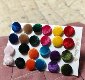 12 Colorful Velvet Earrings set