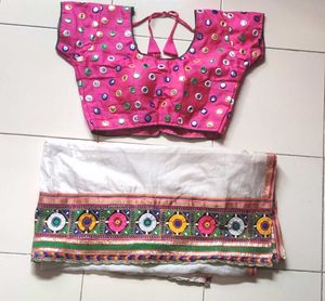 Pink Embellished Blouse & Dupatta Navratri Dandiya
